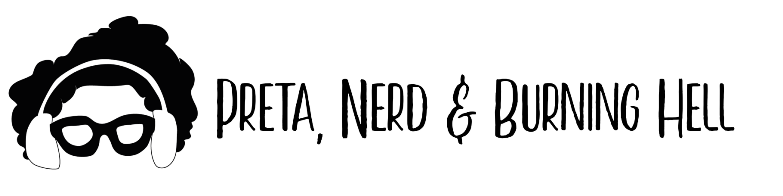 Logo do site com um cabelo afro com fone de ouvido e óculos de grau
